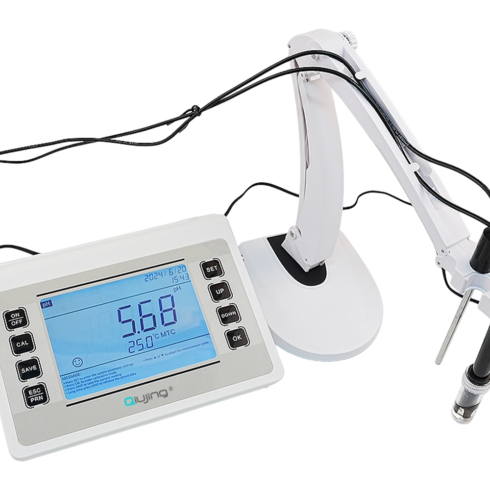 Qiujing LED-skærm Praktisk trådløs Bluetooth-udskrivning Holdbar indbygget masseopbevaring Bentchtop PH Meter P901 
