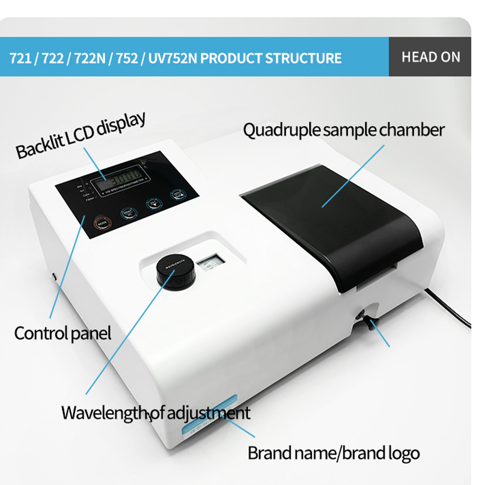 Qiujing Digital Display Manual 4-6NM synligt spektrofotometer med importeret wolframlampe 721/722N/722N/S